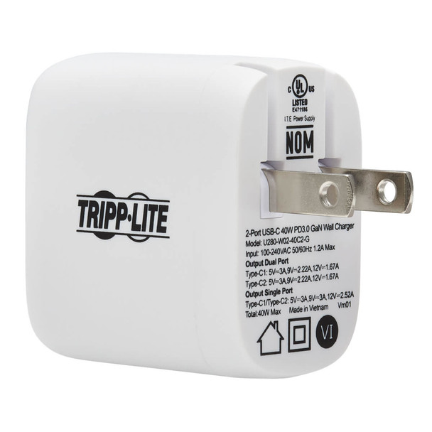 Tripp Lite U280-W02-40C2-G 037332260895 USB C WALL CHARGER 2-PORT 40W
