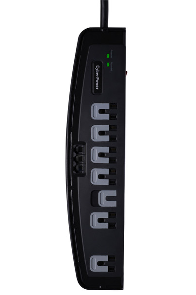 CyberPower CSP708T surge protector Black 7 AC outlet(s) 125 V 2.4 m 649532603596