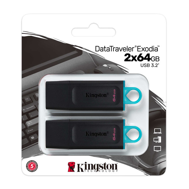 Kingston Technology DataTraveler ® Exodia (Black + Teal) 2 Pieces - USB 3.2 Flash Drive 740617325560