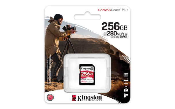 Kingston Technology 256GB Canvas React Plus SDXC UHS-II 280R/150W U3 V60 for Full HD/4K 740617340594