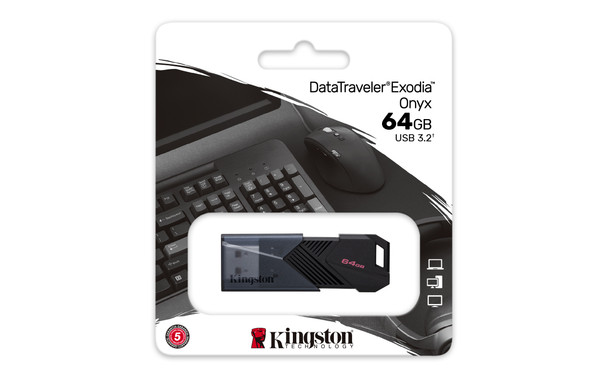 Kingston Technology DataTraveler 64GB Portable USB 3.2 Gen 1 Exodia Onyx 740617332605