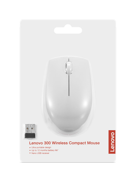 Lenovo 300 WIRELESS ?GREY mouse Ambidextrous RF Wireless Optical 1000 DPI 195892080503