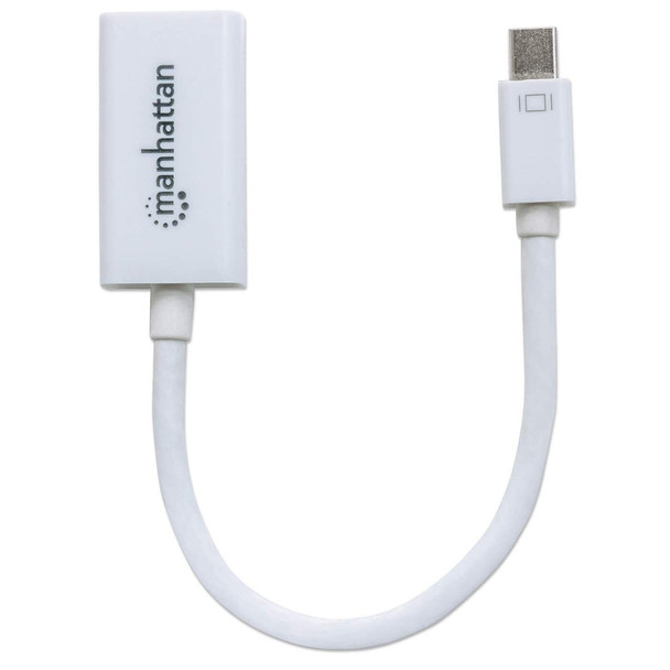 Manhattan Mini DisplayPort 1.2 to HDMI Adapter Cable, 1080p@60Hz, 17cm, Male to Female, White, Lifetime Warranty, Blister 766623151399