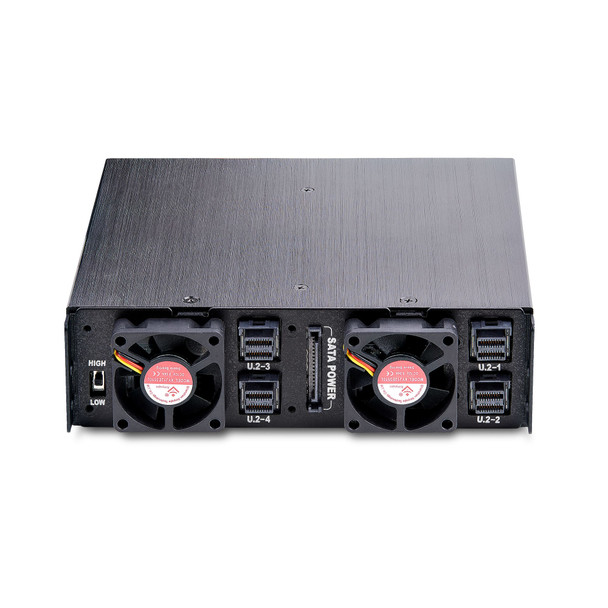 StarTech.com 4-Bay Backplane for U.2 Drives, Fits in a 5.25inch Bay, Quad-Bay Mobile Rack Enclosure for 2.5inch U.2 (SFF-8639) HDD/SSDs, Includes Mini-SAS HD Cables and Removeable Trays - Backplane with Fans 065030900133