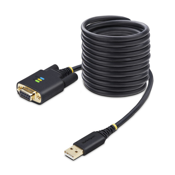 StarTech.com 10ft (3m) USB to Null Modem Serial Adapter Cable, Interchangeable DB9 Screws/Nuts, COM Retention, USB-A to RS232, FTDI, Level-4 ESD Protection, Windows/macOS/ChromeOS/Linux - Rugged TPE Construction 065030898355