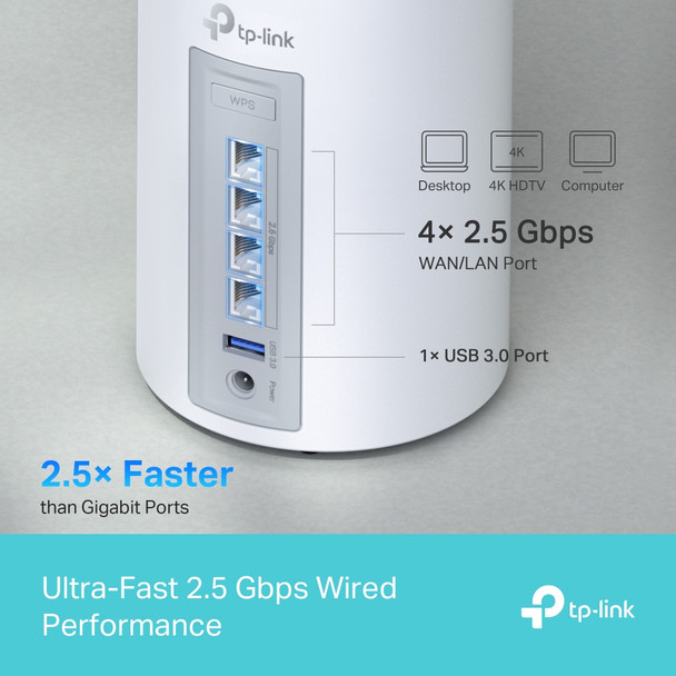 TP-Link Deco BE65 Tri-band (2.4 GHz / 5 GHz / 6 GHz) Wi-Fi 7 (802.11be) White 4 Internal 840030706981