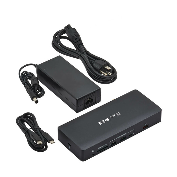 Tripp Lite Safe-IT USB-C Dock, Triple Display - 4K 60 Hz HDMI/DisplayPort, VGA, USB 3.2 Gen 2, USB Hub, Gigabit Ethernet, 100W PD Charging, Antibacterial 037332266705