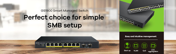 Zyxel GS1900-10HP network switch Managed L2 Gigabit Ethernet (10/100/1000) Power over Ethernet (PoE) Black 760559123451