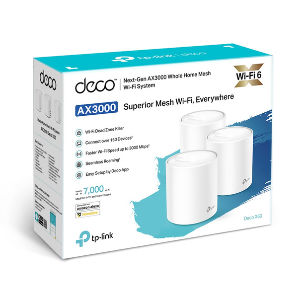TP-Link NT Deco X60(3-pack) AX3000 Whole Home Mesh WiFi System Retail