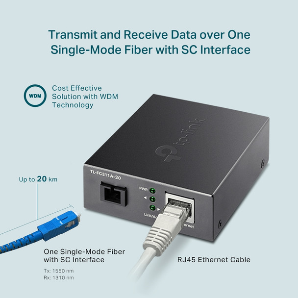 TP-Link Network FC311A-20 Gigabit WDM Media Converter Retail