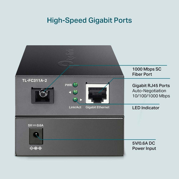 TP-Link Network TL-FC311A-2 Gigabit WDM Media Converter Retail