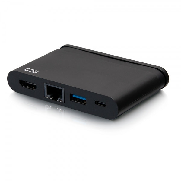 C2G USB-C 4-in-1 Compact Dock with HDMI, USB-A, Ethernet, and USB-C Power Delivery up to 100W - 4K 30Hz 54455