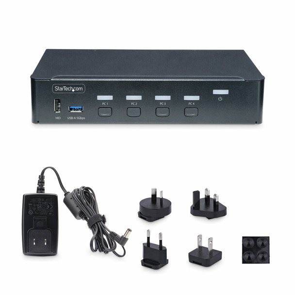StarTech.com 4-Port DisplayPort KVM Switch, Single 4K 60Hz Monitor, 6x USB Ports, Push-Button & Hotkey Switching, DisplayPort 1.2, OS Independent, TAA Compliant P4AD122-KVM-SWITCH