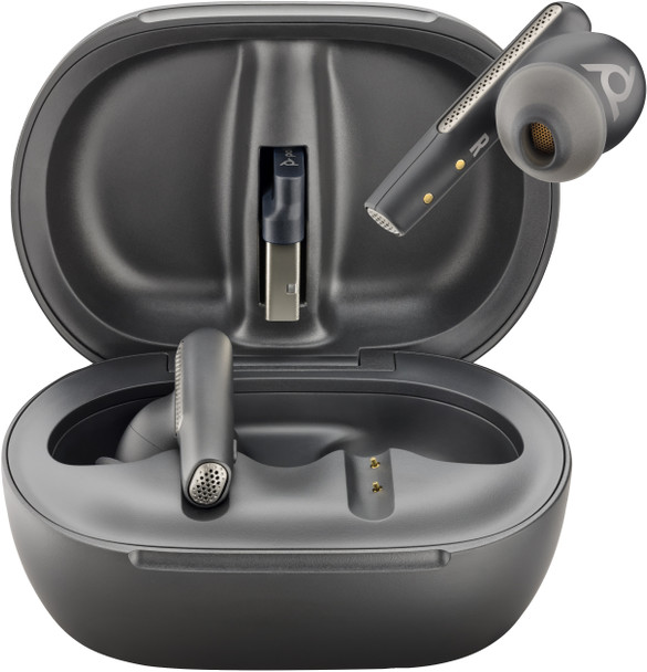 POLY Voyager Free 60+ UC Carbon Black Earbuds +BT700 USB-C Adapter +Touchscreen Charge Case 7Y8H2AA