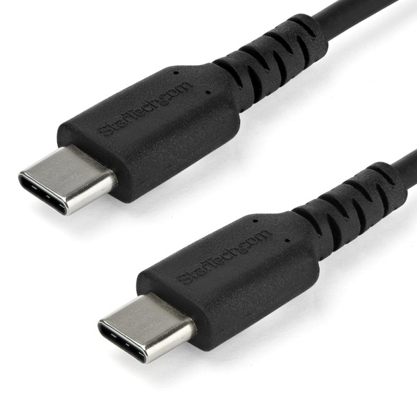 StarTech.com 2m USB C Charging Cable - Durable Fast Charge & Sync USB 2.0 Type C to USB C Laptop Charger Cord - TPE Jacket Aramid Fiber M/M 60W Black - Samsung S10 S20 iPad Pro MS Surface RUSB2CC2MB
