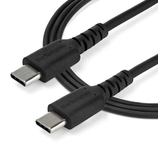 StarTech.com 2m USB C Charging Cable - Durable Fast Charge & Sync USB 2.0 Type C to USB C Laptop Charger Cord - TPE Jacket Aramid Fiber M/M 60W Black - Samsung S10 S20 iPad Pro MS Surface RUSB2CC2MB