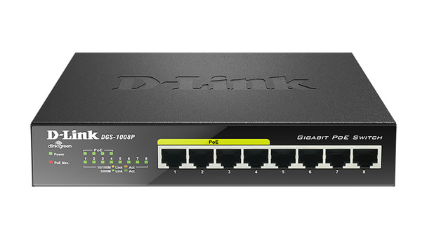 D-Link Switch DGS-1008P 8Port Gigabit Unmanaged Desktop with 4 PoE Ports RTL