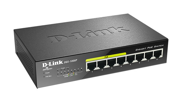 D-Link Switch DGS-1008P 8Port Gigabit Unmanaged Desktop with 4 PoE Ports RTL