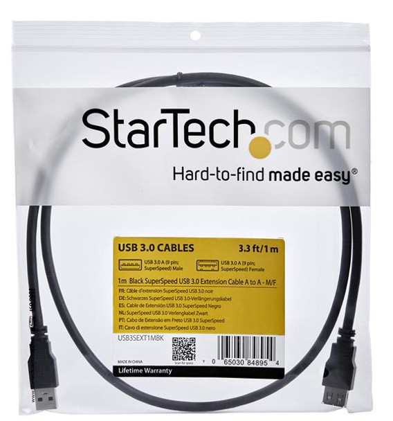 StarTech USB3SEXT1MBK 1m SuperSpeed USB 3.0 Extension Cable A to A M F Retail