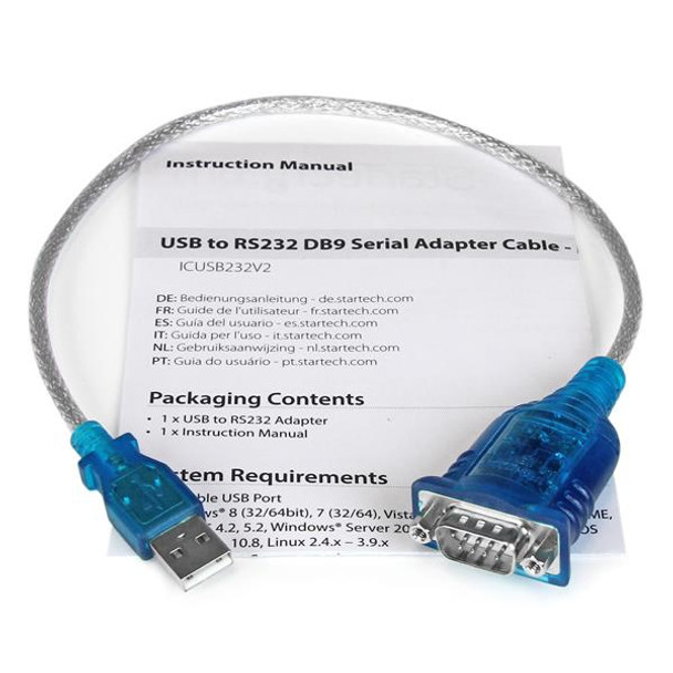 StarTech Cable ICUSB232V2 1Port USB to RS232 DB9 Serial Adapter Cable M M RTL