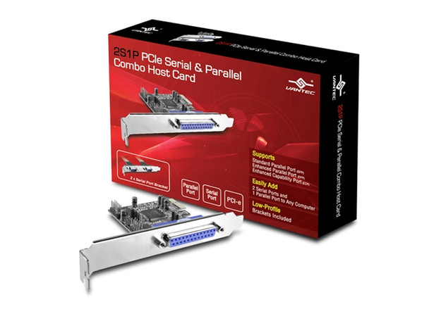 Vantec UGT-PCE2S1P 2S1P PCIe Serial & Parallel Combo Host Card Retail