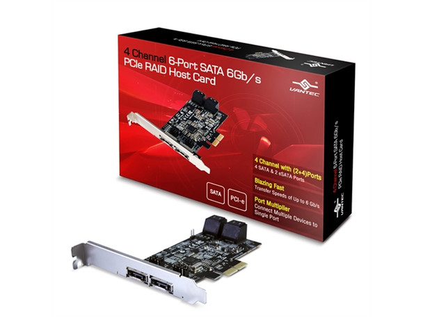 Vantec UGT-ST644R 4 Channel 6Port SATA 6Gb s PCIE Raid Host Card Retail