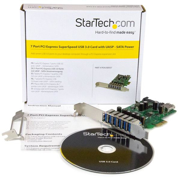 StarTech PEXUSB3S7 7PT PCI Express USB3.0 Card Standard and Low-Profile Retail