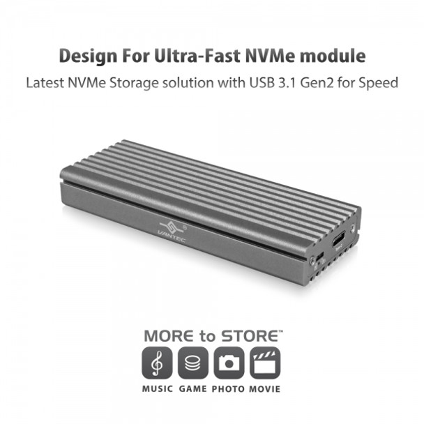 Vantec RD NST-205C3-SG M.2 NVMe SSD To USB 3.1 Gen 2 Type C Enclosure Retail