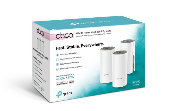 TP-Link NT Deco E4(3-pack) AC1200 Whole Home Mesh Wi-Fi System 5 2.4GHz Retail