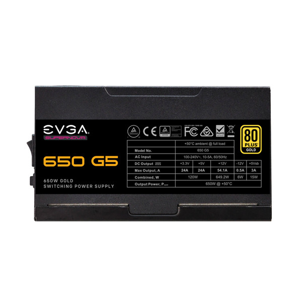 EVGA PS 220-G5-0650-X1 650 G5 650W 80+GOLD Fully Modular FDB Fan Retail