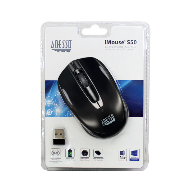 Adesso MC IMOUSE S50R 1200DPI Optical 2.4GHz Wireless Mini Mouse Retail
