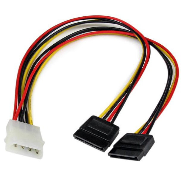 StarTech Cable PYO2LP4SATA 12in LP4 to 2x SATA Power Y Cable Adapter Retail
