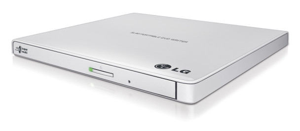 LG External Slim DVDRW GP65NW60 8X USB 9.5mm White with Cyberlink Software RTL