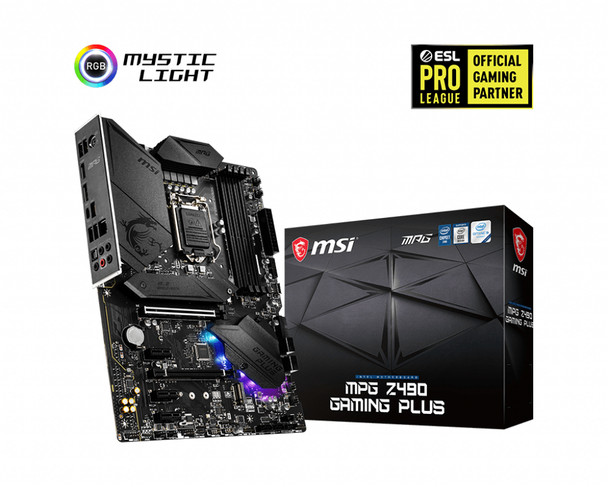 MSI MPG Z490 GAMING PLUS Motherboard 'ATX, LGA1200, DDR4, LAN, USB 3.2 Gen2, Type C, M.2, DisplayPort, HDMI, Pre-installed I/O Shield, RGB Mystic Light, Gen 4 Ready, 10th Gen Intel Core' Z490GAPLUS 824142212486