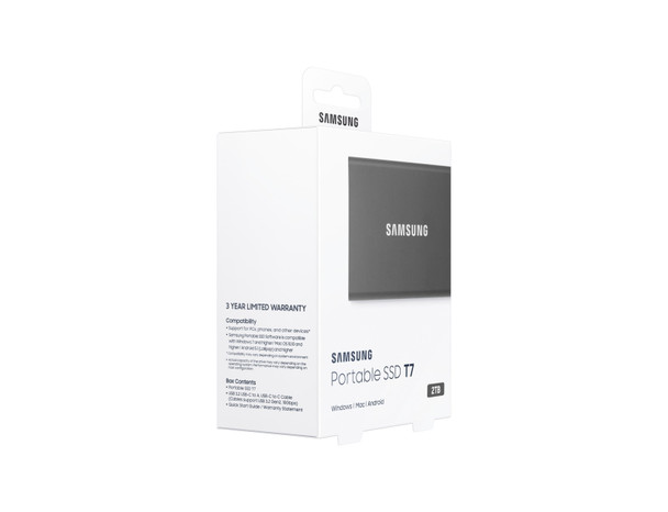 Samsung SSD MU-PC2T0T AM Portable SSD T7 2TB USB3.2 Gen2 Grey Retail