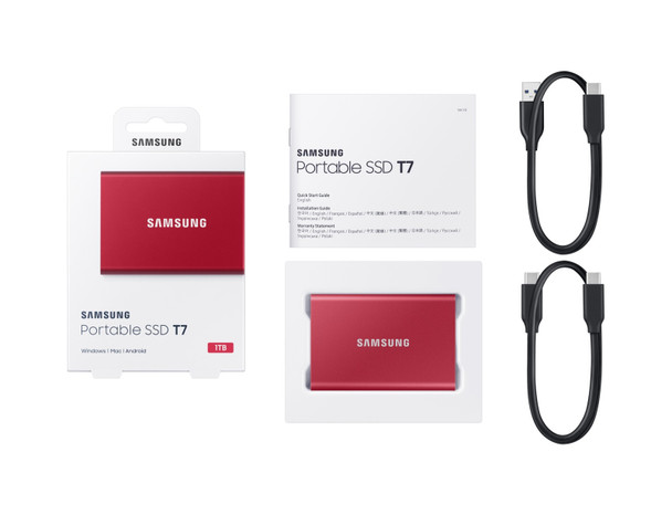Samsung SSD MU-PC1T0R AM Portable SSD T7 1TB USB3.2 Gen2 Red Retail