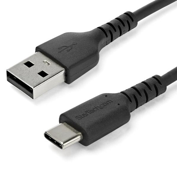 StarTech.com 1m USB A to USB C Charging Cable - Durable Fast Charge & Sync USB 2.0 to USB Type C Data Cord - Rugged TPE Jacket Aramid Fiber M/M 60W Black - Samsung S10, iPad Pro, Pixel 97150