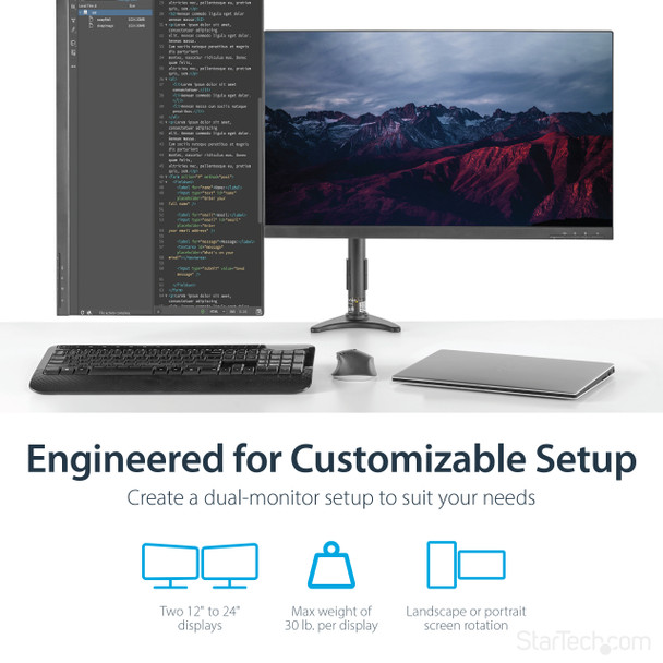 StarTech.com Desk-Mount Dual Monitor Arm - Articulating 98792
