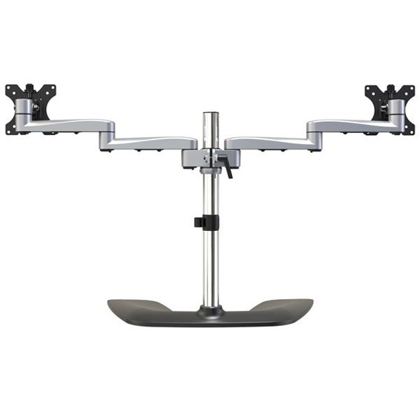 StarTech.com Dual Monitor Stand - Ergonomic Desktop Monitor Stand for up to 32" VESA Displays - Free-Standing Articulating Universal Computer Monitor Mount - Adjustable Height - Silver 98873