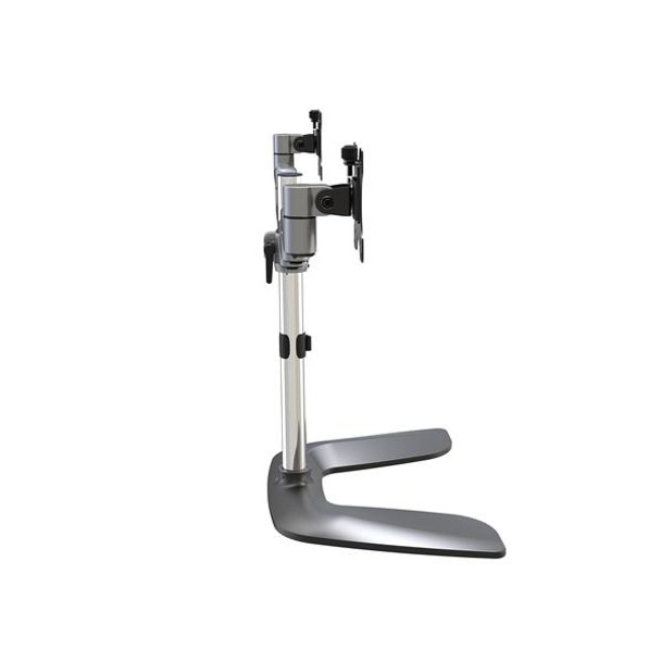 StarTech.com Dual Monitor Stand - Ergonomic Desktop Monitor Stand for up to 32" VESA Displays - Free-Standing Articulating Universal Computer Monitor Mount - Adjustable Height - Silver 98873