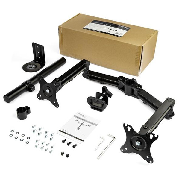 StarTech.com Desk Mount Dual Monitor Arm - Desk Clamp VESA Compatible Monitor Mount for up to 32 inch Displays - Ergonomic Articulating Monitor Arm - Height Adjustable/Tilt/Swivel/Rotating 98912