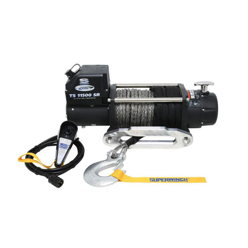 Tiger Shark 11500SR 11500 lb 12V DC Winch with Synthetic Rope Black - 1511201