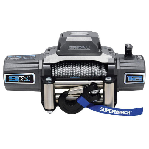 SX12 12000 lb 12V DC Winch with Steel Wire Rope Graphite - 1712200