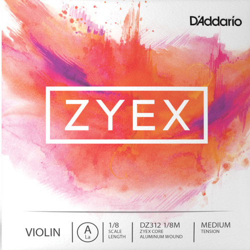 D'Addario Zyex Violin Single A String, 1/8 Scale, Medium Tension, DZ312-1/8 D'Addario Zyex Violin Single A String, 1/8 Scale, Medium Tension, DZ312-1/8