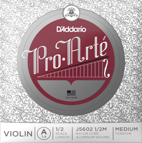 D'Addario Pro-Arte Violin Single A String, 1/2 Scale, Medium Tension, J5602-M-1/2 D'Addario Pro-Arte Violin Single A String, 1/2 Scale, Medium Tension, J5602-M-1/2