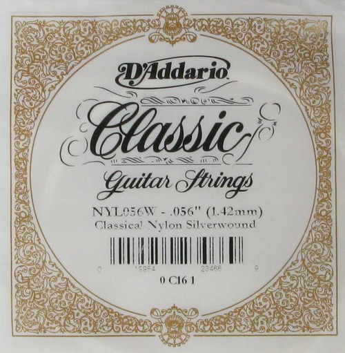 D'Addario Classical Guitar Silver Plated Wound on Nylon, .056, NYL056W D'Addario Classical Guitar Silver Plated Wound on Nylon, .056, NYL056W