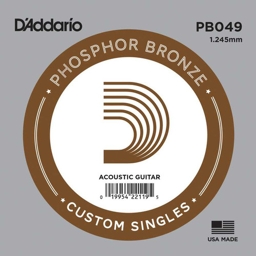 D'Addario Acoustic Guitar Phosphor Bronze .049, PB049 D'Addario Acoustic Guitar Phosphor Bronze .049, PB049