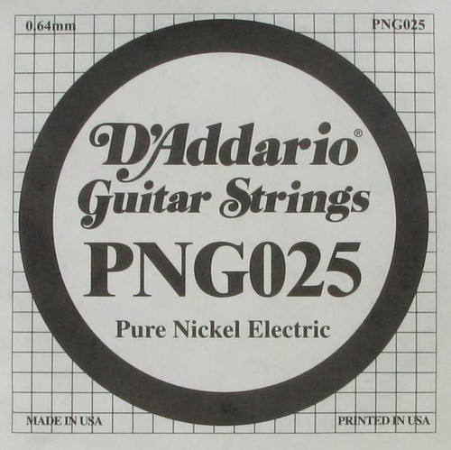 D'Addario Electric Guitar Single Pure Nickel .025, PNG025 D'Addario Electric Guitar Single Pure Nickel .025, PNG025