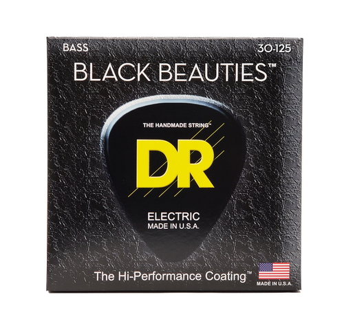 DR Strings Bass Extra Life Black Coated 6s, .030 -.125, Black Beauties, MR6-BK-30