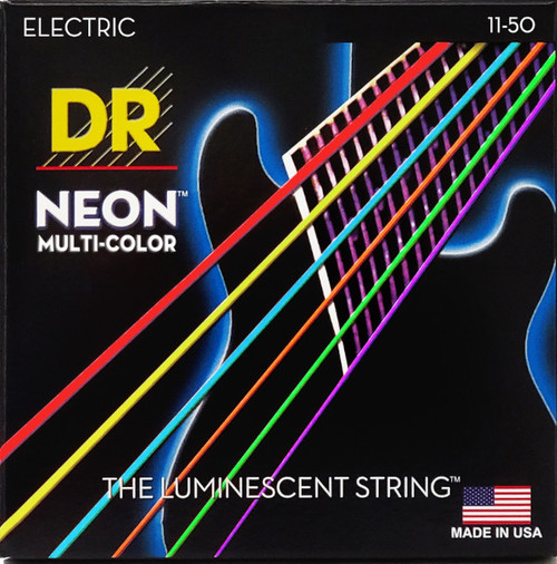 DR Strings Electric Guitar Neon Multi-Color Coated, .011 - .050, NMCE-11 DR Strings Electric Guitar Neon Multi-Color Coated, .011 - .050, NMCE-11